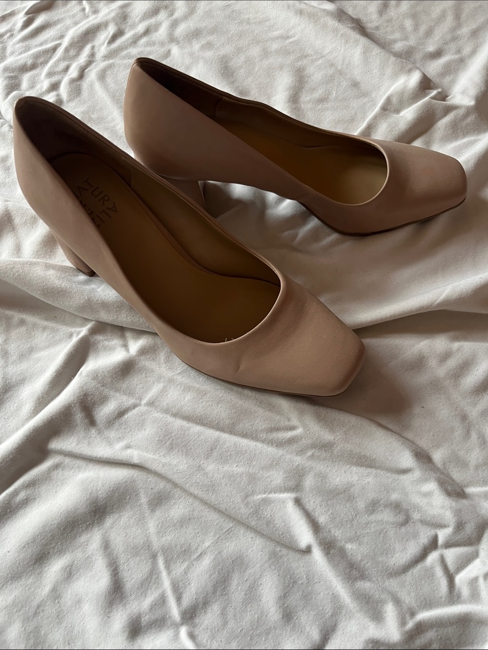 Naturalizer Taupe Low Block Heel Pumps